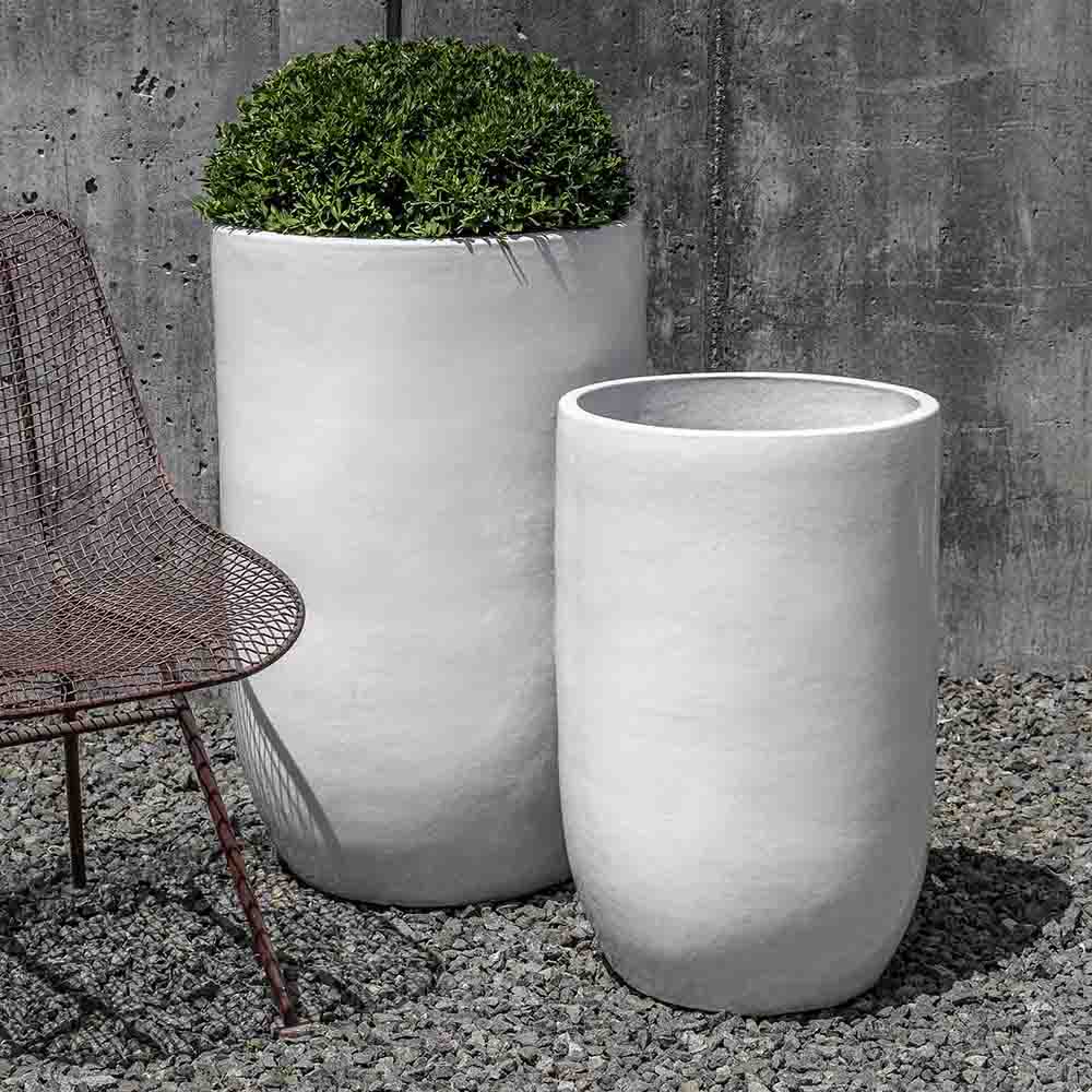 Tall White Columnar Planters - Set of 2