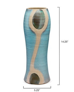 Hand Crafted Ceramic Vase with Color-Blocked Design
