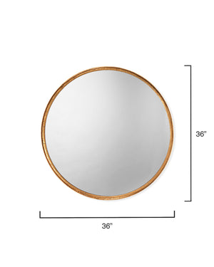 Refined Round Mirror in Gold Leaf Metal