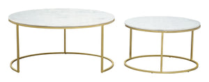 Daniel Nesting Coffee Tables White & Gold