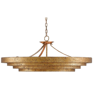 Currey and Company Large Tiered Concentric Circles Wrought Iron Chandelier