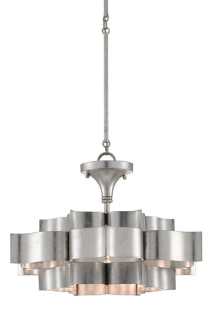 Currey and Company Grand Lotus Silver Small Chandelier