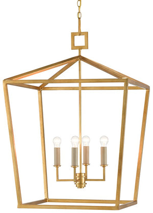Currey and Company Denison Gold Large Lantern - Contemporary Gold Leaf