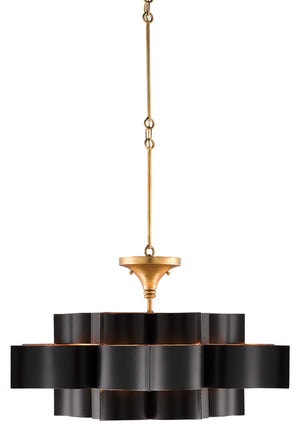 Currey and Company Grand Lotus Black Large Chandelier