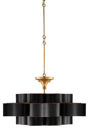 Currey and Company Grand Lotus Black Large Chandelier