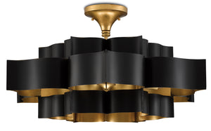 Currey and Company Grand Lotus Black Large Chandelier