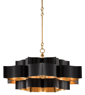 Currey and Company Grand Lotus Black Large Chandelier