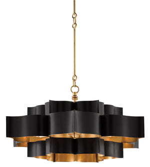 Currey and Company Grand Lotus Black Large Chandelier
