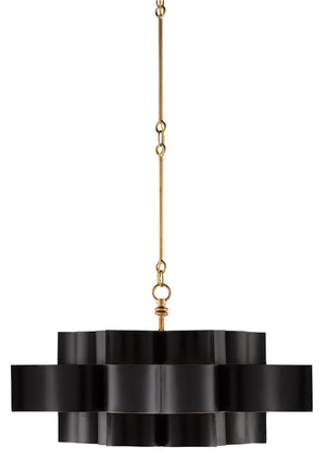 Currey and Company Grand Lotus Black Large Chandelier