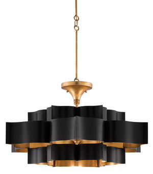 Currey and Company Grand Lotus Black Large Chandelier