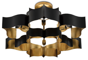 Currey and Company Grand Lotus Black Large Chandelier