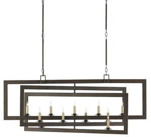 Currey and Company Middleton Bronze Rectangular Chandelier - Bronze Gold