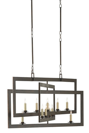 Currey and Company Middleton Bronze Rectangular Chandelier - Bronze Gold