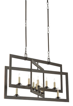 Currey and Company Middleton Bronze Rectangular Chandelier - Bronze Gold