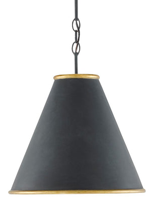 Currey and Company Pierrepont Black Small Pendant - Antique Black/Contemporary Gold Leaf/Painted Gold