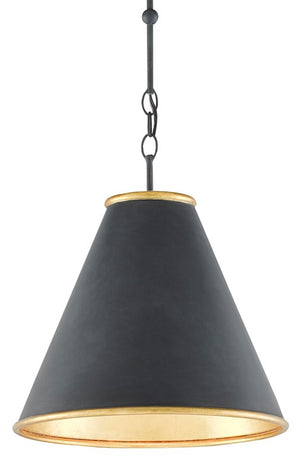Currey and Company Pierrepont Black Small Pendant - Antique Black/Contemporary Gold Leaf/Painted Gold