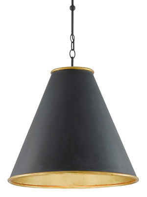 Currey and Company Pierrepont Black Large Pendant - Antique Black/Contemporary Gold Leaf/Painted Gold