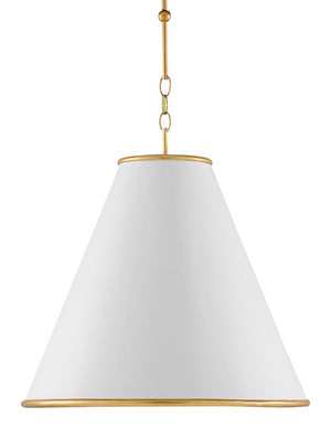 Currey and Company Pierrepont White Large Pendant - Painted Gesso White/Contemporary Gold Leaf/Painted Gold