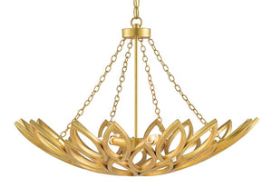 Currey and Company Allemande Gold Chandelier - Contemporary Gold Leaf