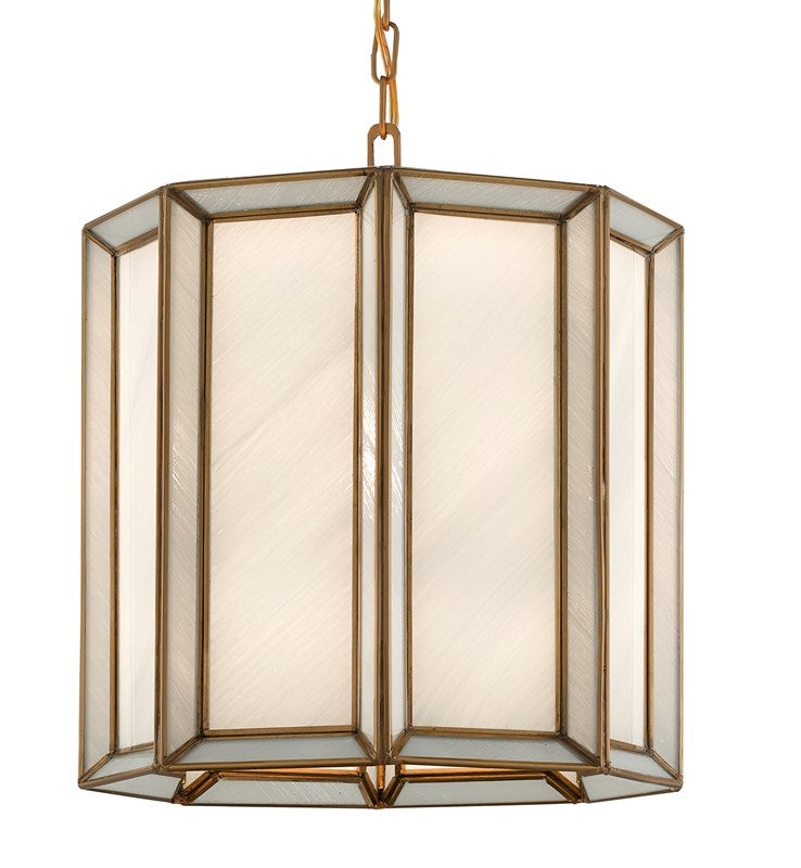 Currey and Company Daze Pendant - Antique Brass/White
