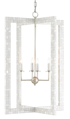 Currey and Company Arietta Chandelier - Mother of Pearl/Contemporary Silver Leaf