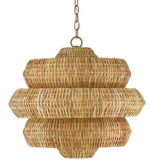 Currey and Company Antibes Small Chandelier - Khaki/Natural Rattan