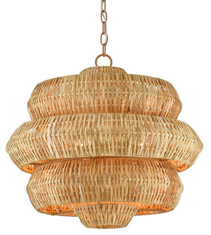Currey and Company Antibes Small Chandelier - Khaki/Natural Rattan