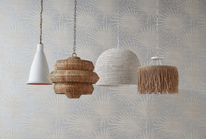 Currey and Company Antibes Small Chandelier - Khaki/Natural Rattan