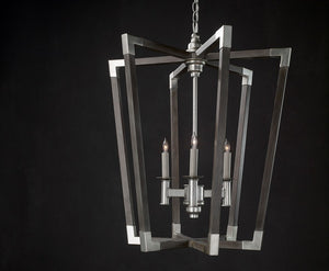 Currey and Company Bastian Medium Gray Lantern - Chateau Gray/Contemporary Silver Leaf