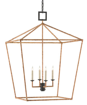Currey and Company Denison Rattan Lantern - Molé Black/Natural Rattan