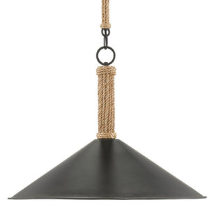 Currey and Company Ocracoke Pendant - Sugar White/Blacksmith/Natural Rope