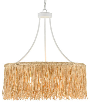 Currey and Company Samoa Chandelier - Gesso White/Natural Rope