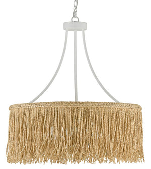 Currey and Company Samoa Chandelier - Gesso White/Natural Rope