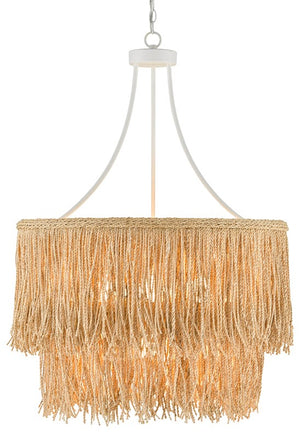 Currey and Company Samoa Two-Tiered Chandelier - Gesso White/Natural Rope