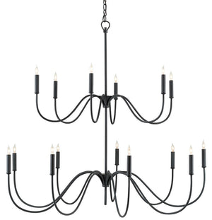 Currey and Company Tirrell Medium Chandelier - Antique Black