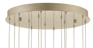Currey and Company Catrice Round 15-Light Multi-Drop Pendant - Painted Silver/Contemporary Silver Leaf/Natural Shell