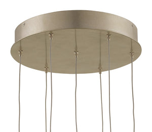 Currey and Company Giro 7-Light Multi-Drop Pendant - Painted Silver/Nickel/Blue