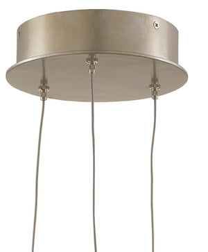 Currey and Company Glace 3-Light Multi-Drop Pendant - Painted Silver/Antique Brass