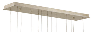 Currey and Company Glace Rectangular 15-Light Multi-Drop Pendant - Painted Silver/Antique Brass
