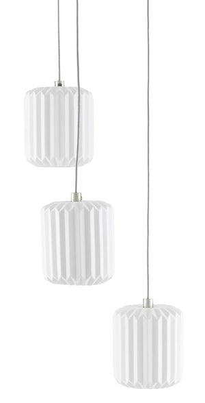 Currey and Company Dove 3-Light Multi-Drop Pendant - Painted Silver/White