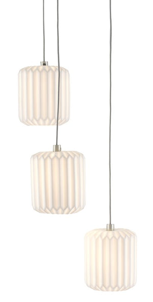 Currey and Company Dove 3-Light Multi-Drop Pendant - Painted Silver/White