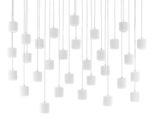 Dove 30-Light Multi-Drop Pendant - Painted Silver/White