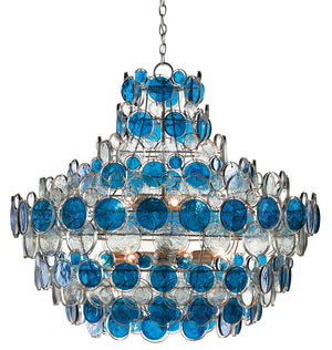 Currey and Company Galahad Recycled Blue Glass Chandelier
