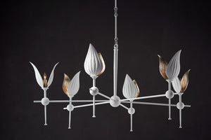 Currey and Company Peace Lily Chandelier - Gesso White/Silver Leaf