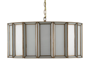 Currey and Company Daze Large Pendant - Antique Brass/White
