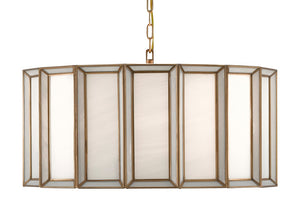 Currey and Company Daze Large Pendant - Antique Brass/White