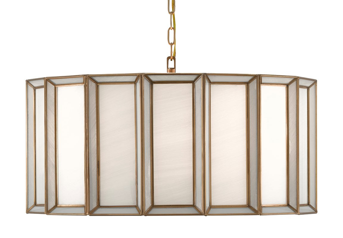 Currey and Company Daze Large Pendant - Antique Brass/White