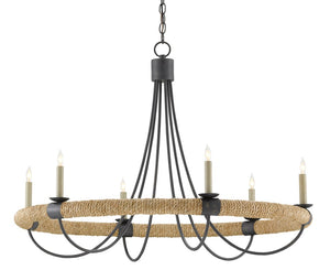 Currey and Company Shipwright Chandelier - French Black/Smokewood/Natural Abaca Rope