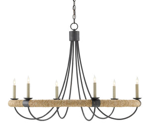 Currey and Company Shipwright Chandelier - French Black/Smokewood/Natural Abaca Rope