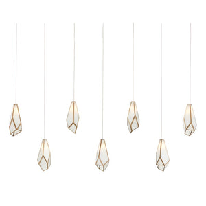 Glace White Rectangular 7-Light Multi-Drop Pendant